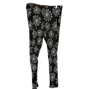 Joe Boxer Spider Cob Web Print Black Soft Leggings XL Halloween Spooky‎